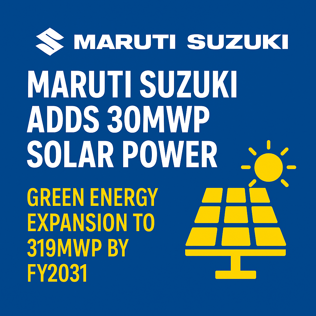 Maruti Suzuki Adds 30MWp Solar Power | Green Energy Expansion to 319MWp by FY2031